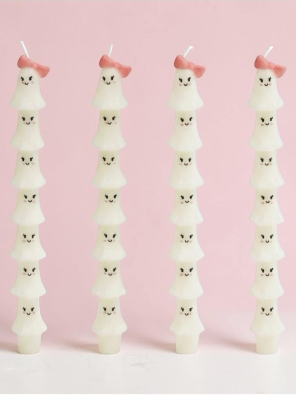Set of 4 Kawaii Ghost Taper Candles Halloween Cupcakes & Cashmere NWT / NIB